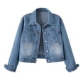 thumbnail image 1 of SHIXIAOO Veste en Jean Décontractée pour Femmes Ajustée Extensible Courte Légère Confortable Élégante Polyvalente pour Printemps Automne Hiver Mode Grande Taille Gilet Femme Léger Femme Long, 1 of 8