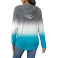 thumbnail image 5 of Sexlip Womens Color Block Sweatshirt Zip Long Sleeve V Neck Drawstring Hoodies Casual Fall Comfort Pocket Pullover Tops Blue XL, 5 of 7