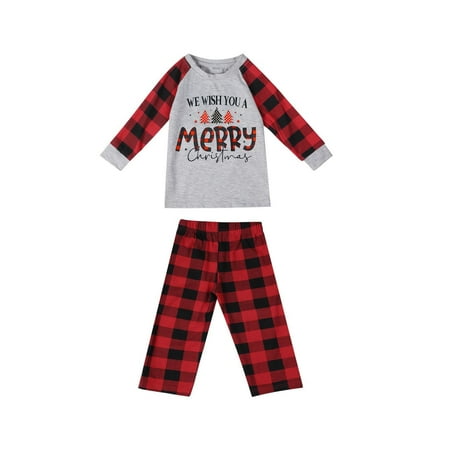 

Family Christmas Hat Pajamas Set Plaid Print Xmas Sleepwear Homewear For Kids Pajama Pants for Family