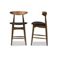 thumbnail image 3 of Baxton Studio Flora Mid-Century Modern Black Faux Leather Upholstered Walnut Finished Counter Stool (Set of 2), 3 of 7