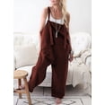 thumbnail image 3 of Autumn Women Casual Loose Overalls Sleeveless Straps Baggy Jumpsuit Wide Leg Vintage Romper Playsuit, 3 of 8