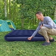 Bestway: Queen Flocked Air Bed - Blue - Inflatable Mattress, 80 x 60 x 8.5, Velvety Sleeping Surface, Coil Beam Support Construction, Indoor-Outdoor