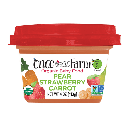 Once Upon a Farm Organic Baby Food, Pear, Strawberry & Carrot, 4 oz Bowl
