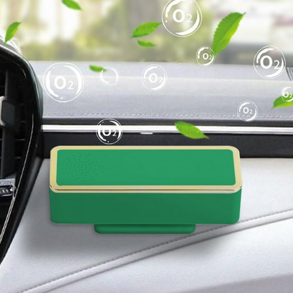Fiudx Purificador de Aire para Coche, Diseño Compacto y Portátil, Funcionamiento Silencioso, Elimina Olores y Humo, Multiusos para Coche y Hogar, Filtrado Eficiente, Color Blanco/Verde, Tamaño 11,2 X