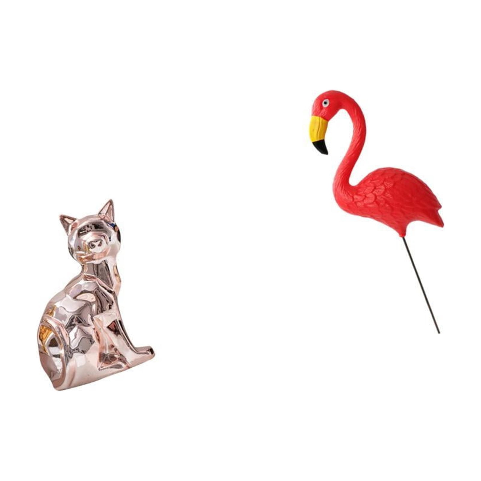 CarpNettore Cat Bird Statue Decorative Figurine Animal Sculpture Art Craft Ornament for Fireplace Yard Art Ornament Backyard Fairy Garden Accessories Flamingo Garden Stake Sculpture for Holiday