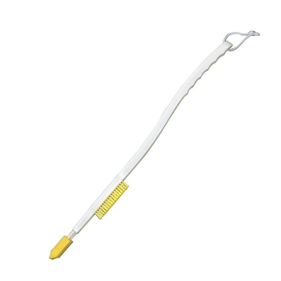 Long Handled Foot Brush & Lotion Applicator with Nylon Bristles and Interchangeable Sponge Heads for Shower