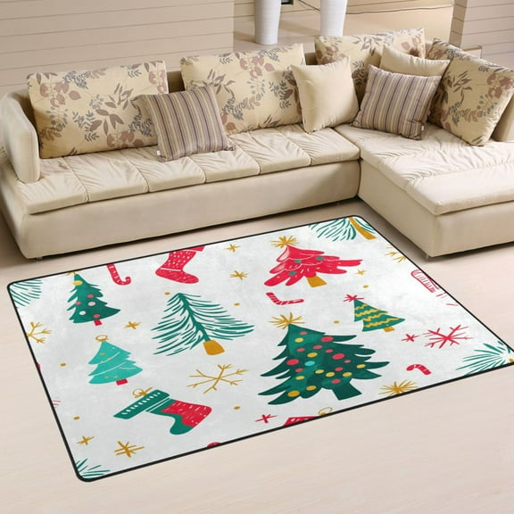 Christmas Themed Pattern Design Soft Polyester Area Rug 31''x20'', Non Slip, Memory Foam, Water Absorbent