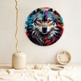 thumbnail image 5 of Balery Tie-Dye Wolf Head Print Bone China Decorative Plate Ceramic Dinner Plates Art Crafts with Display Stand-6in, 5 of 6
