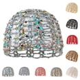thumbnail image 4 of Women's Summer Glitter Sequin Beanie Boho Hollow Out Crochet Hat Slouchy Skull Caps Knit Beanies for Travel Party (Pink), 4 of 8
