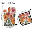 thumbnail image 2 of Yayeee Oven Mitts and Pot Holder Set of 2 Heat Resistant Kitchen Gloves Baking Hot Pad, Hand Drawn Floral, 2 of 5