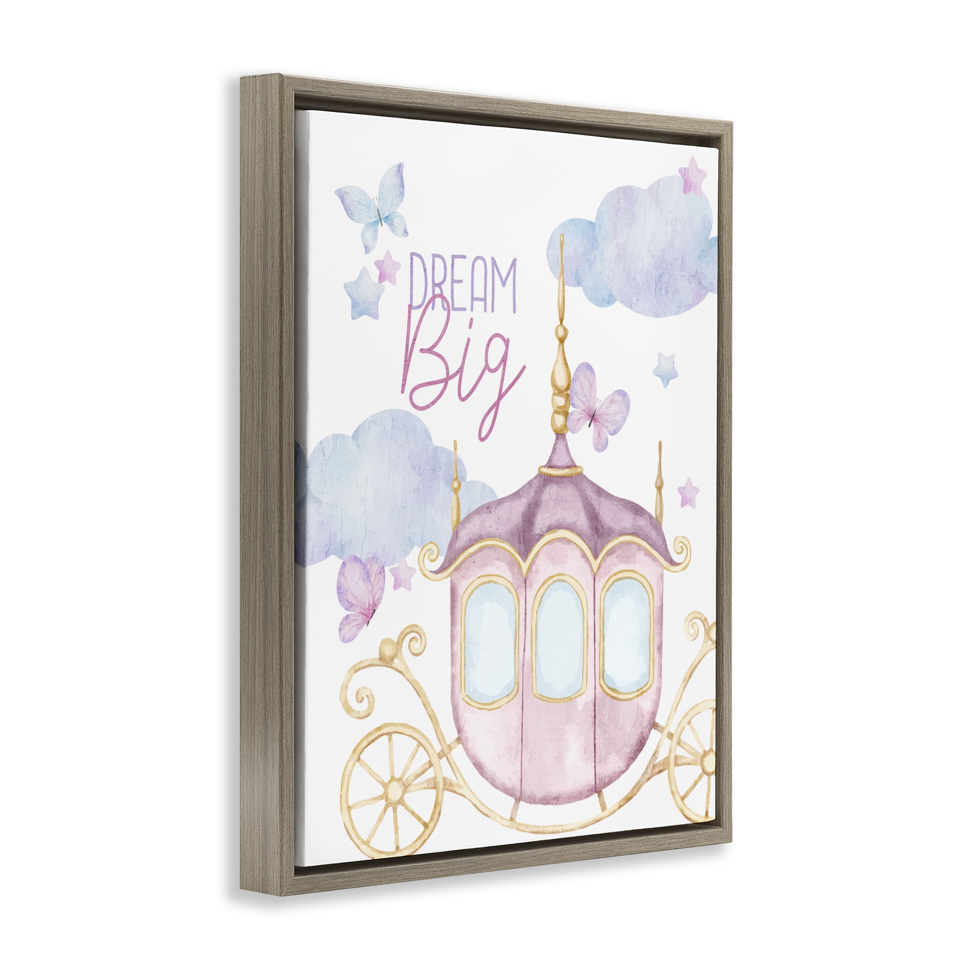 Dream Big Fantasy Carriage Brown Framed Floater Canvas Wall Art, design by Kim Allen