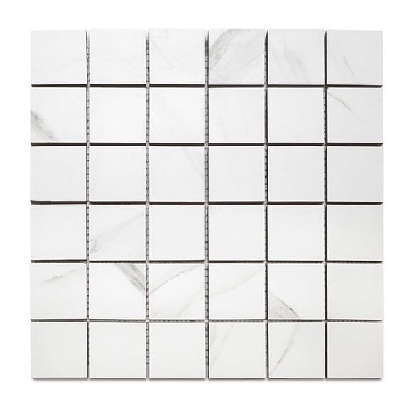 The Tile Life Monarch 4" x 4" Calacatta Matte Porcelain Mosaic Tile Sample, 1 Piece