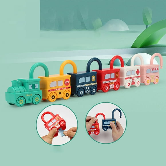 ABPWLY Lock and Key Connectable Car Toys Counting Matching & Sorting Toys with Numbers and Vehicle Names Early Learning Toy Preschool Children Clearance Toddler Toys Canada Days Toddler Toys