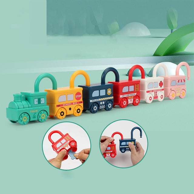 Lock And Key Connectable Car Toys Counting Matching Sorting Educational Vehicle Set With Numbers Early Learning Montessori Toy For Toddlers 7Cm Size
