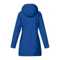 thumbnail image 4 of WTOBBY Women Solid Stripe Mid-Length Waterproof Sun Protective Outdoor Sports Rain Jacket, Windproof Hooded for Casual and Active Use,Blue S, 4 of 4