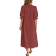 thumbnail image 7 of ClodeEU Women's V Neck 3/4 Sleeve A Line Midi Dress with Pockets,Solid Casual Loose Summer Swing Dress Red,Women's Plus S, 7 of 7