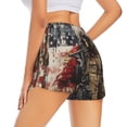 thumbnail image 2 of Uemuo Bald Eagle Soldier Pattern Women's Athletic Shorts High Waisted Running Shorts with Liner Pockets Gym Elastic Workout Shorts-X-Large, 2 of 9