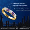 thumbnail image 2 of Gem Stone King 18K Yellow Gold Plated Silver Lab Grown Diamond and Purple Amethyst Wedding-Bands Ring for Women | 0.83 Cttw | Round 3.5MM | Gemstone April Birthstone | Size 7, 2 of 6