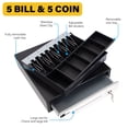 thumbnail image 3 of HK SYSTEMS 16inch Heavy Duty Manual Push-Open Cash Drawer with 5Bill/5Coin, Removable Till, "Stainless Steel Front" with Single Large Media Slot, Black, 3 of 7