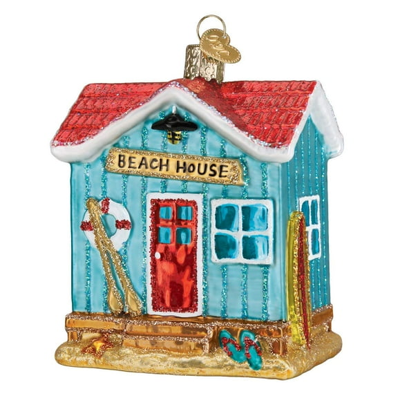 Old World Christmas House Ornament, Beach Blue
