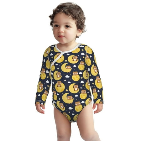 

Fotbe Moon Bear Pattern Unisex-baby Long-sleeve Bodysuit Long Sleeve Bodysuits One-piece 100% Organic Cotton for Infant Baby Boys Unisex-3 Months