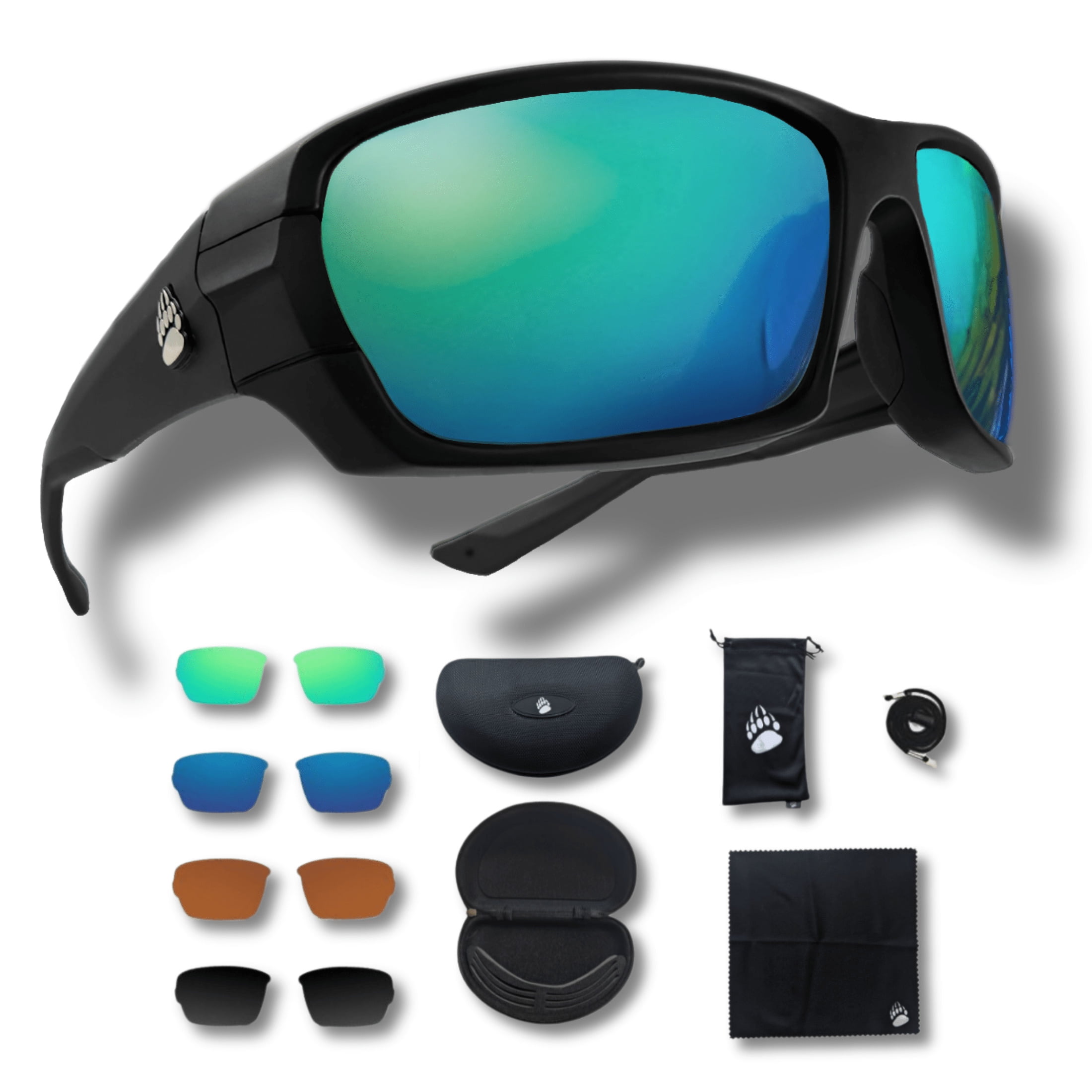 Wiley X P-17 Sunglasses Polarized Emerald Mirror Lens, Gloss Black
