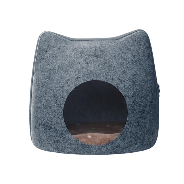 Casa de fieltro para gatos, desmontable, juguetes interactivos para gatitos y cachorros, suministros para mascotas, camas para gatos Gris oscuro