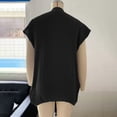 thumbnail image 6 of Pounoo Short Sleeve Tees for Women Crew Neck Ribbed Knit Tee Oversized Side Slit Top Relaxed Fit Casual Loose Outfits Gift, 6 of 7