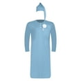 thumbnail image 3 of Zaldita Mens Middle East Pajama Sets Button Up Long Robe Sleeping Nightshirt with Hat Outfits Light Blue L, 3 of 6