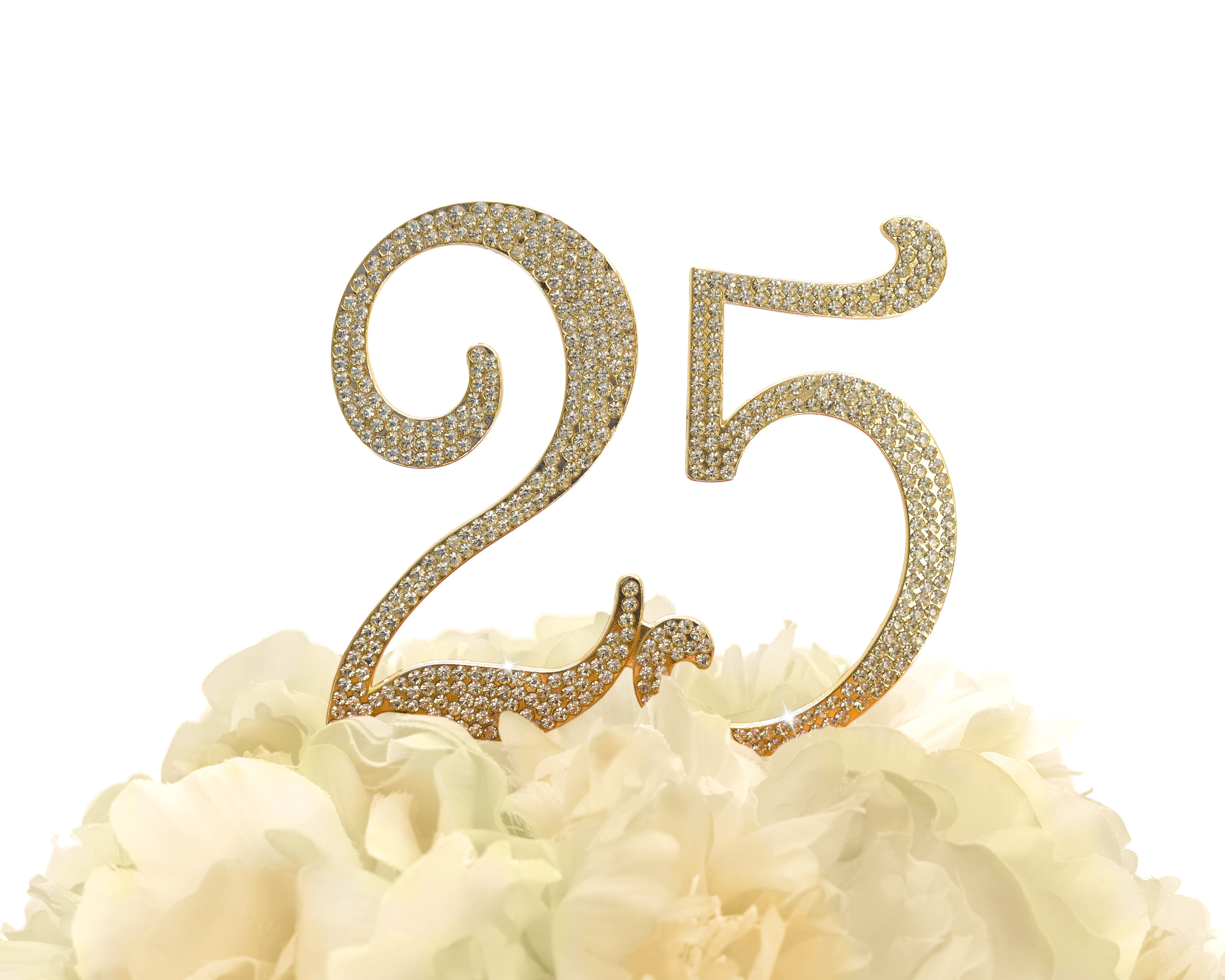 Rhinestone Cake Topper Number 25 Gold