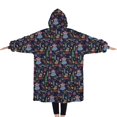 thumbnail image 2 of Oversized Wearable Blanket Hoodie,Dark Blue Christmas Nutcracker Pattern Sherpa Blanket Hoodie with Super Pockets,Super Warm Fuzzy Pullover for Women & Men, 2 of 6