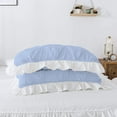thumbnail image 4 of 5 Piece Pinch Ruffle Duvet Cover Set, Extra Soft, Luxury,100% Egyptian Cotton, Zipper Closure and Quilts Cover Set, Cool and Breatheable Bedding Sets Light Blue and White Solid,King Size., 4 of 4