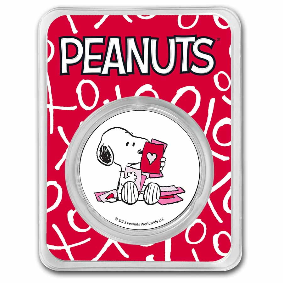 Peanuts® Snoopy Valentine's Day Cards 1 oz Colorized Silver - Walmart.com