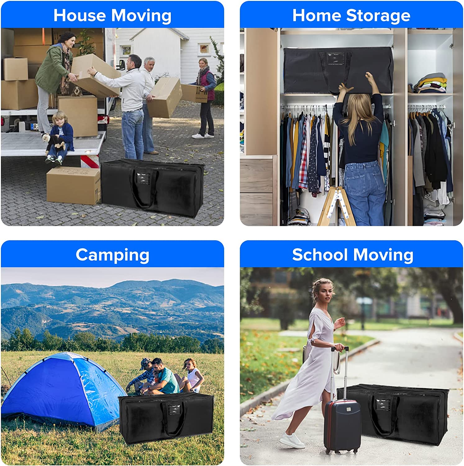 HomeHacks Moving Boxes, Heavy Duty Moving Bags, Large Storage Bags with  Sturdy Handles for College Move in, Totes for Storage and Camping (100L,  3-Pack, Green Blue Black) - Yahoo Shopping