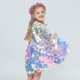 thumbnail image 2 of S 2-3T Capa de sirena para niños, capas de lentejuelas coloridas, capa de princesa, disfraz de fiesta brillante para niño, niña, 2 of 3