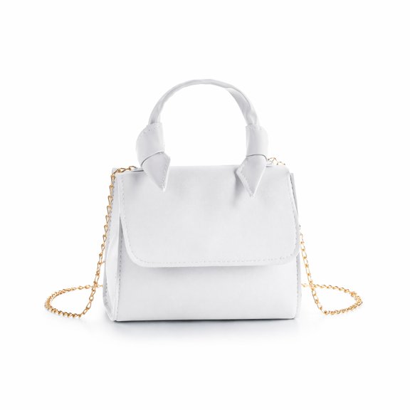YEMNPIOS 1 Pc Mini Crossbody Bag 5.9x4.33x1.97 Inch PU Purse with Chain Strap White