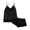 thumbnail image 1 of Conjunto de pijama sexy de seda para mujer: camisola y pantalones cortos de satén, tirantes ajustables con cuello en V, lencería para dormir y ocasiones especiales, tejido con mezcla de spandex, 1 of 8