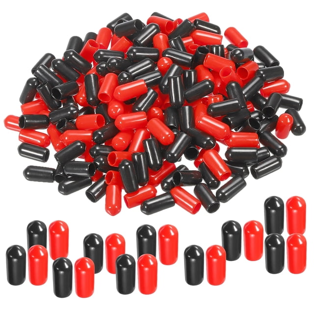 Unique Bargains 200pcs Rubber End Caps Cover Assortment 6mm Screw Thread Protector for Screw Bolt Black Red