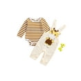 thumbnail image 1 of Gupgi Tenue d'Automne pour Bébé Garçon Fille Combinaison à Manches Longues Rayée Dinosaure Combinaison Gaufrée Ensemble 2 Pcs, 1 of 9