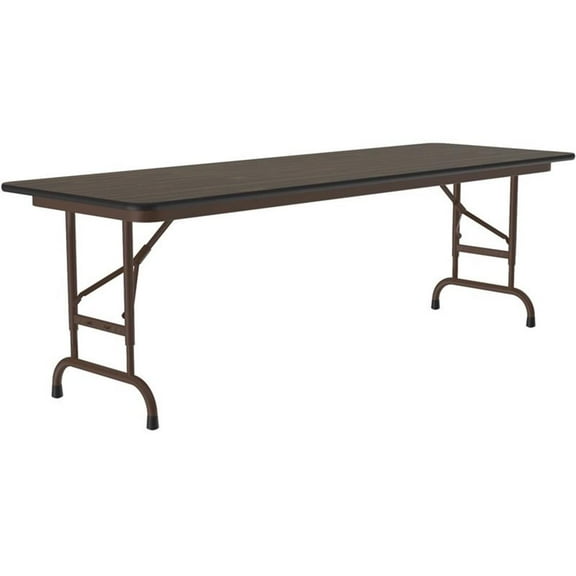 Pemberly Row 22-32"H Adjustable Height Melamine Top Folding Table in Walnut