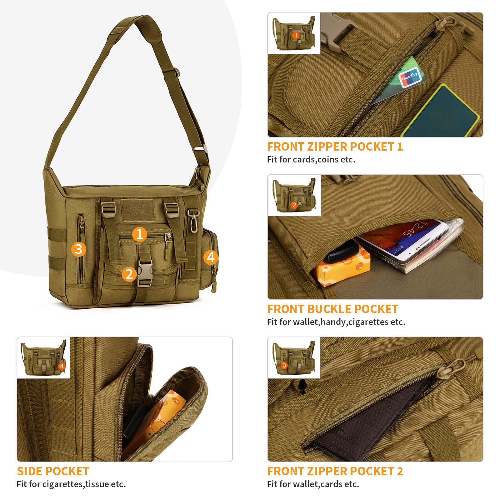 WEISIPU Men's  Messenger Bag Crossbody Sling Laptop Shoulder Bag