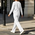 thumbnail image 6 of Teuyenhk Two Piece Outfits for Women Contrast Trim Fleece Lined Sweatsuits Sets Long Sleeve Pullover with Sweatpants Trendy Athleisure Set, 6 of 8