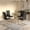 42" table*4 Black PU chairs gold leg style 2, variant on Sumdeal 47" Modern Round Clear Glass Dining Table Set for 4, Chrome Silver Table & 4 Black Velvet Dining Chairs with Brushed Silver Legs