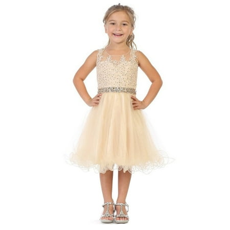 My Best Kids Little Girls Champagne Embroidered Flower Girl (Best Non Alcoholic Champagne Substitute)