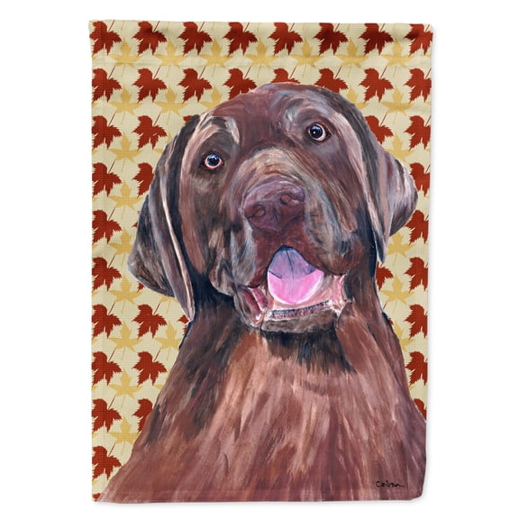 Carolines Treasures SC9224-FLAG-PARENT Labrador Chocolate Fall Leaves Portrait Flag  multicolor