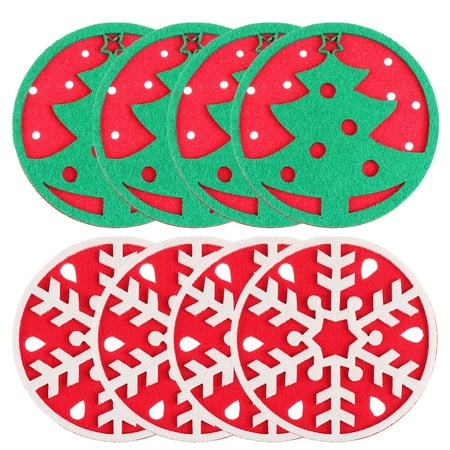 

FRCOLOR 8Pcs Christmas Elements Round Felt Nonslip Cup Pads Christmas Cup Coaster