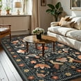 thumbnail image 2 of Lahome Decor 6'x9' Boho Bird Area Rugs,Floral Rug for Living Room Machine Washable,Soft Indoor Carpet,Non-Slip Low Pile for Bedroom Dining Room Playroom Office,Black, 2 of 9