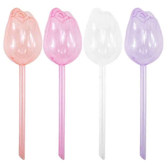 OIUR 4 Pcs Tulip Self Watering Globes Planter Insert Automatic Watering Bulbs Reusable Plant Watering Spikes for Various Potted Plants