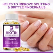 Biotin 25000 Mcg, Helps Promote Skin, Hair and Nail Health, Softgels 120 Count(2 Pack)