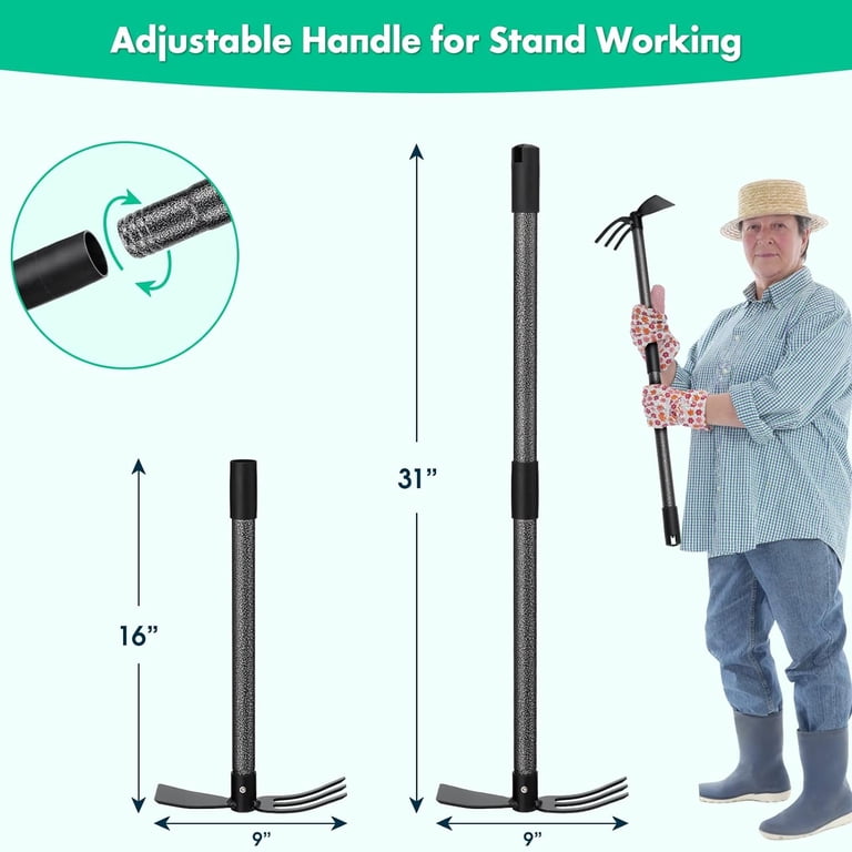 YeYeBest 2-in-1 Hoe and Cultivator, 31-Inch Adjustable photo 5